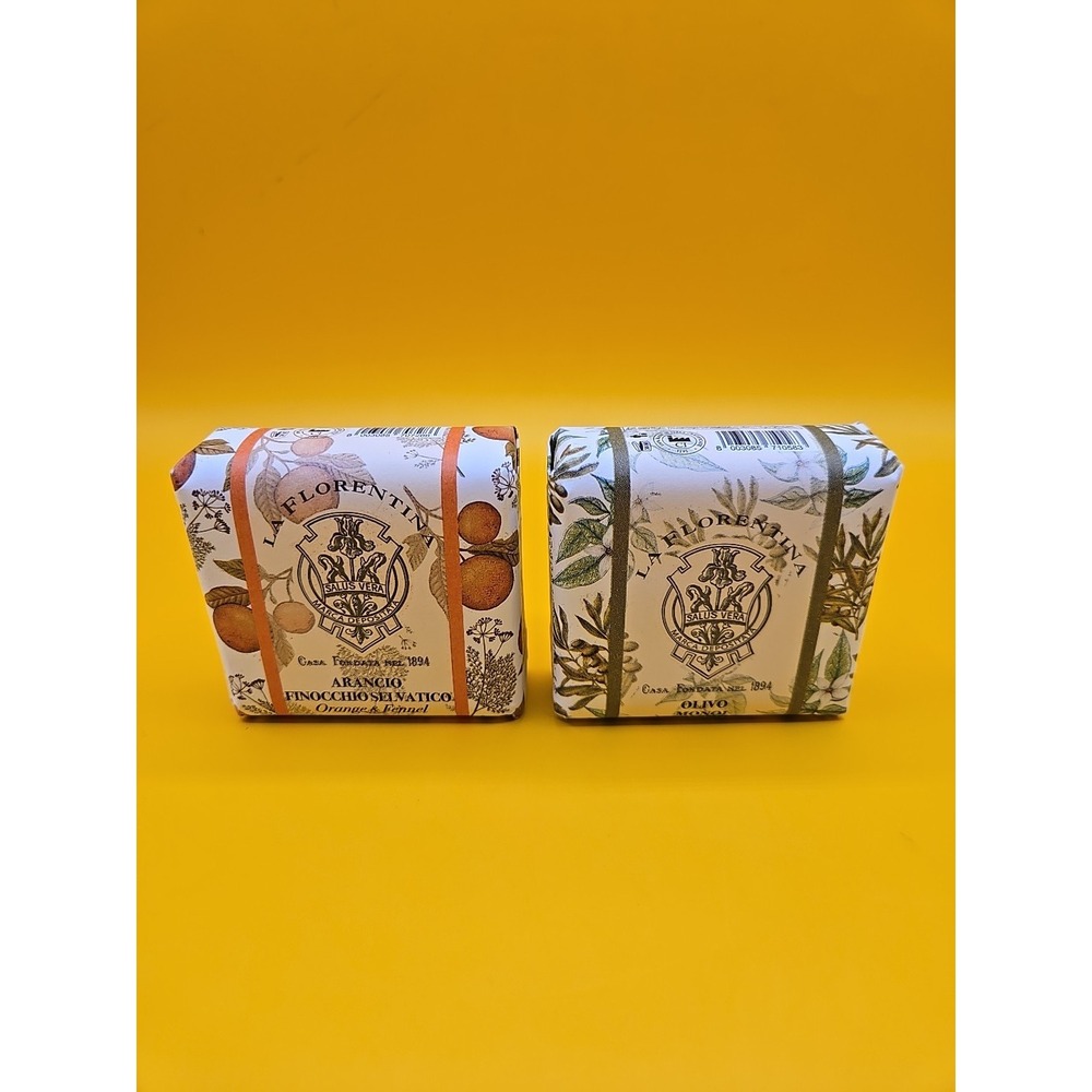 LA FLORENTINA Soap Bars Orange Fennel & Olive Monoi 3.7oz. Made in Italy